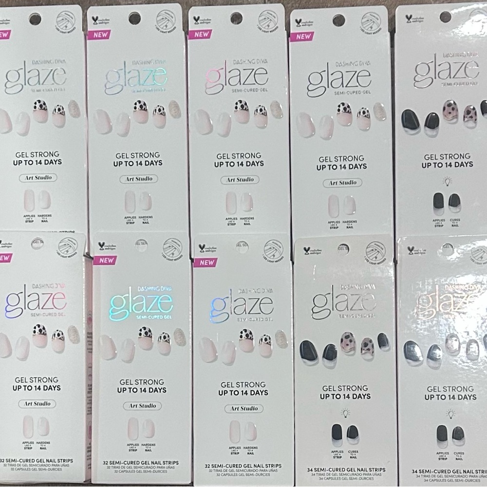 Dashing diva glaze semi-cured gel nails 10 sets amber delight 7 cheetah drip 3